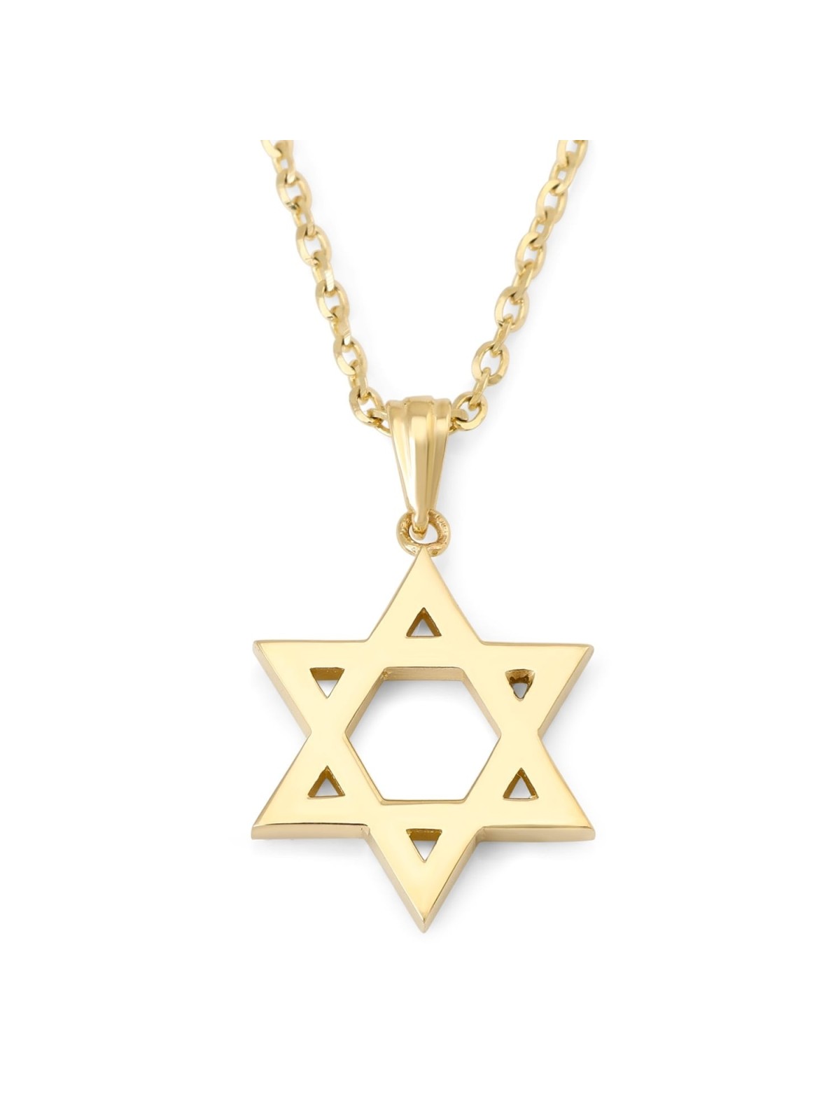 14K Gold Star of David Pendant Necklace with Diamond Embellishments