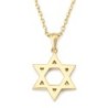 14K Gold Star of David Pendant Necklace with Diamond Embellishments