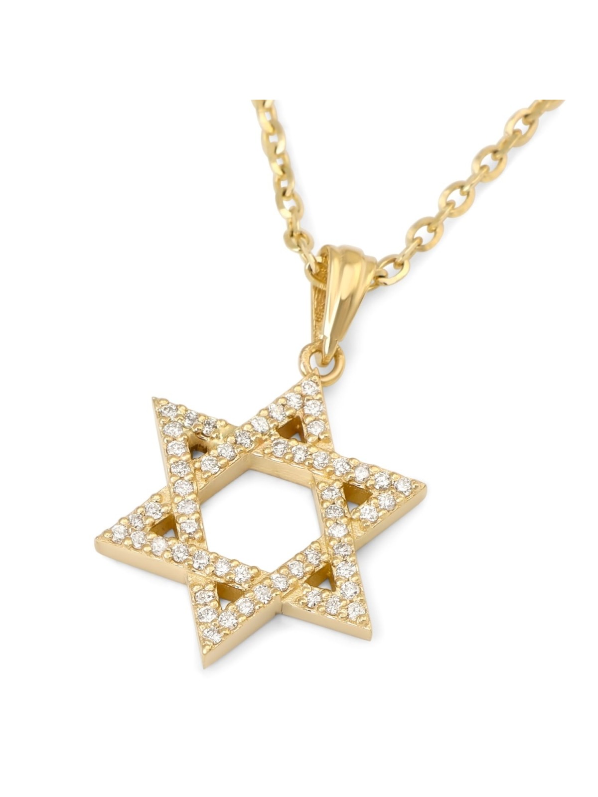 Collier pendentif étoile de David en or 14 carats avec embellissements de diamants