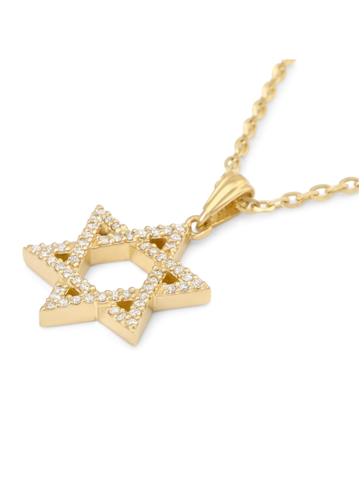 Collier pendentif étoile de David en or 14 carats avec embellissements de diamants