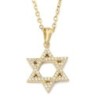 14K Gold Star of David Pendant Necklace with Diamond Embellishments