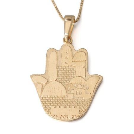 Pendentif Hamsa de Jérusalem en or 14 carats
