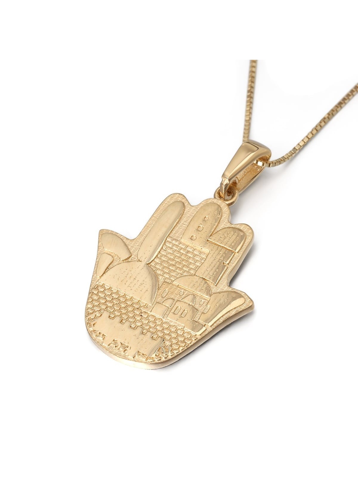 Pendentif Hamsa de Jérusalem en or 14 carats