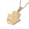 14K Gold Jerusalem Hamsa Pendant