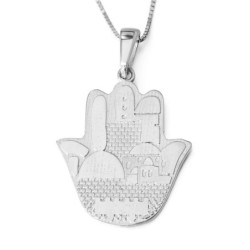 14K Gold Jerusalem Hamsa Pendant