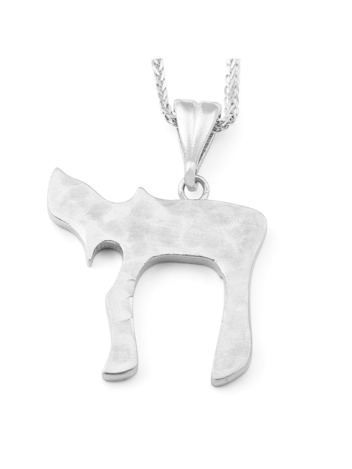 14K Gold Chai Pendant Necklace With Textured Finish