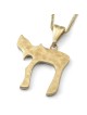 14K Gold Chai Pendant Necklace With Textured Finish