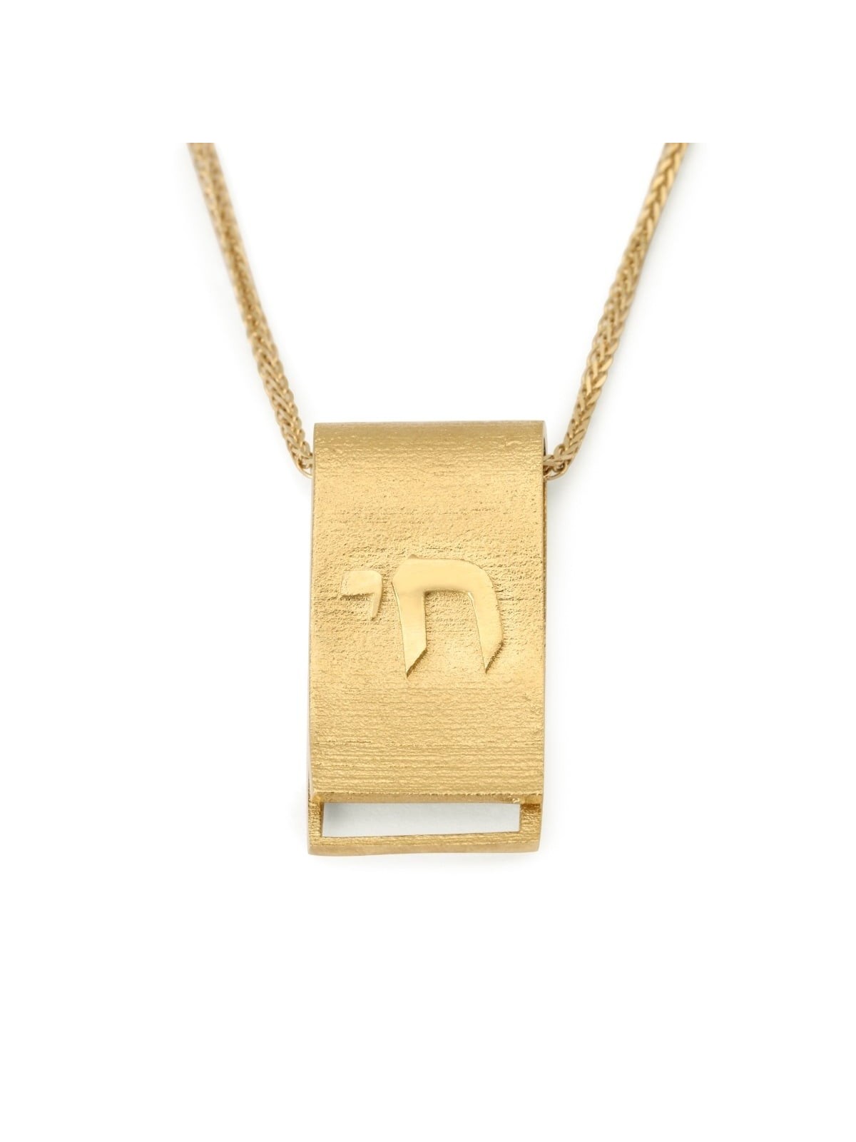 14K Gold Scroll Chai Pendant