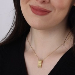 14K Gold Scroll Chai Pendant