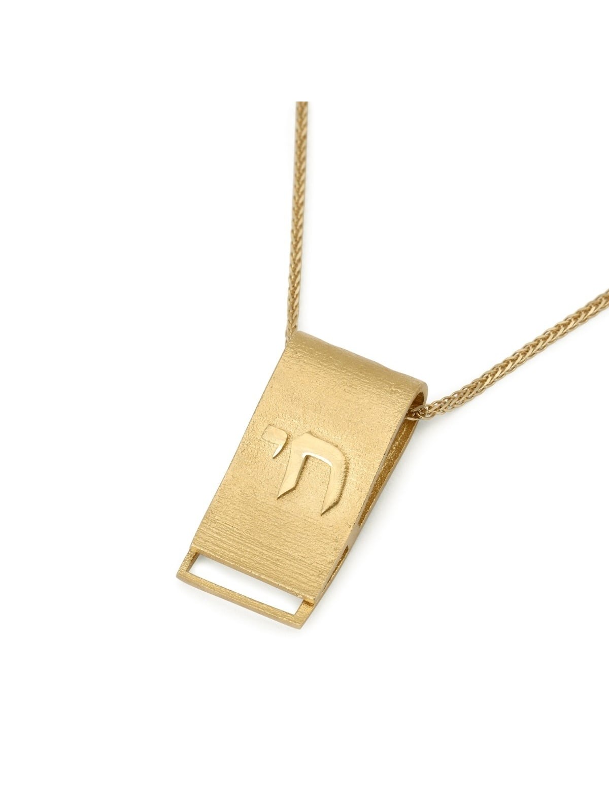 14K Gold Scroll Chai Pendant