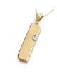 Collier pendentif Mezouza en or jaune 14 carats avec le hébreu en or blanc 14 carats
