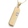 14K Yellow Gold Mezuzah Pendant Necklace With 14K White Gold Hebrew Le