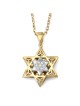 Small 14K Gold Women's Double Star of David Pendant with Diamonds (Col