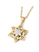 Small 14K Gold Women's Double Star of David Pendant with Diamonds (Col