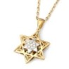 Small 14K Gold Women's Double Star of David Pendant with Diamonds (Col