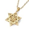 Small 14K Gold Women's Double Star of David Pendant with Diamonds (Col