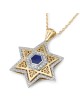 Pendentif grande étoile de David en or 14 carats pour femme avec diamants et émail
