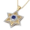 Women's 14K Gold Large Star of David Pendant with Diamonds and Enamel