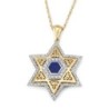 Women's 14K Gold Large Star of David Pendant with Diamonds and Enamel