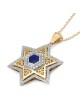 Pendentif grande étoile de David en or 14 carats pour femme avec diamants et émail