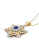 Women's 14K Gold Large Star of David Pendant with Diamonds and Enamel