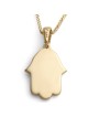14K Gold Hamsa Pendant Necklace With White Diamond (Choice of Colors)
