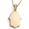 14K Gold Hamsa Pendant Necklace With White Diamond (Choice of Colors)