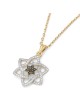 14K Gold Stylish Doubled Star of David Pendant with Black and White Di
