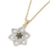 14K Gold Stylish Doubled Star of David Pendant with Black and White Di