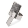 Blackened 925 Sterling Silver Rectangle Ring - Eshet Chayil (Proverbs