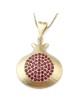 Luxurious 14K Yellow Gold Pomegranate Pendant Necklace With Ruby Stone