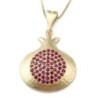 Luxurious 14K Yellow Gold Pomegranate Pendant Necklace With Ruby Stone