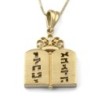 14K Gold Ten Commandments Pendant Necklace (Choice of Colors)