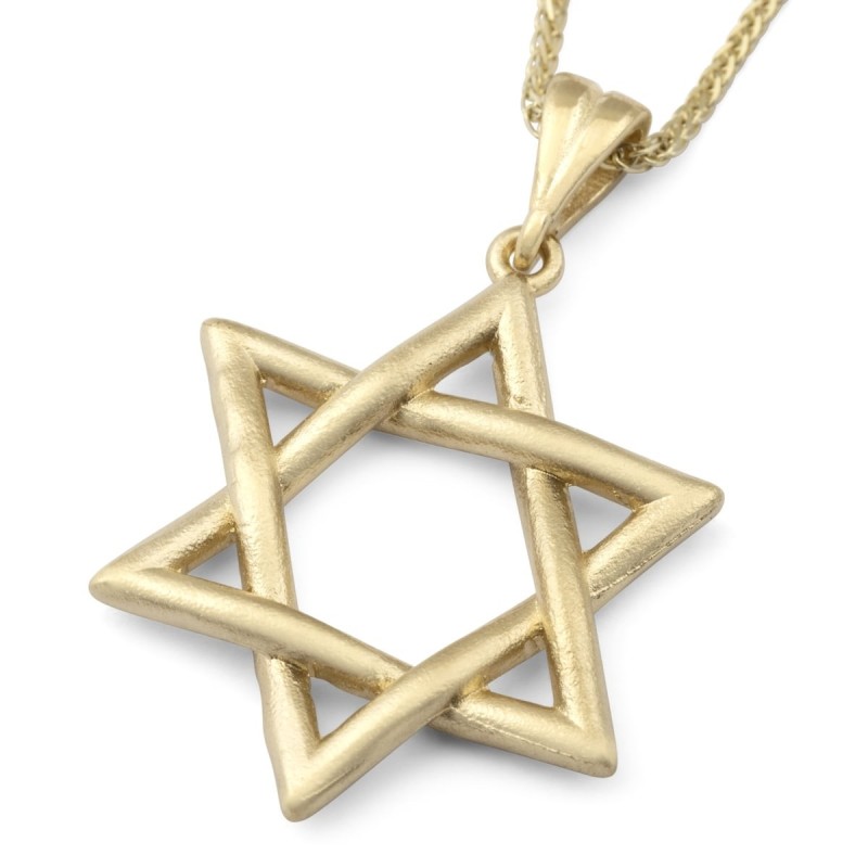 Collier à pendentif étoile de David entrelacée en or 14 carats