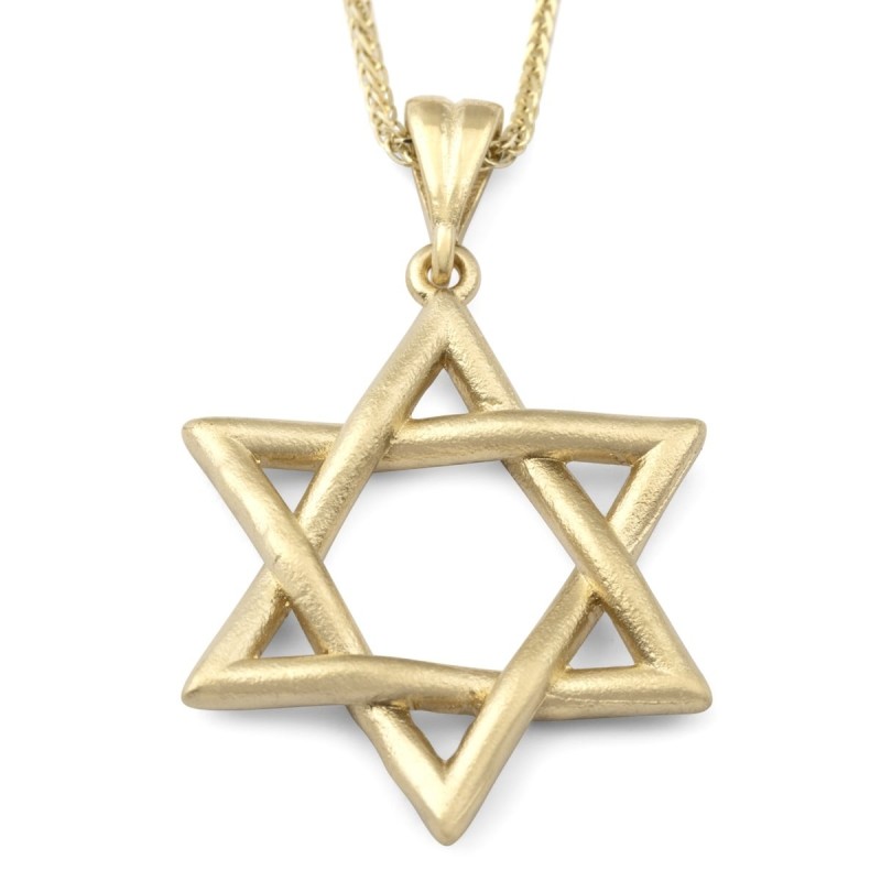 Collier à pendentif étoile de David entrelacée en or 14 carats