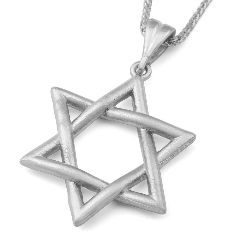 Collier à pendentif étoile de David entrelacée en or 14 carats