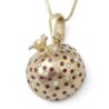 Three-Dimensional 14K Yellow Gold Pomegranate Pendant Necklace With Wh