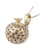 Three-Dimensional 14K Yellow Gold Pomegranate Pendant Necklace With Wh