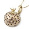 Three-Dimensional 14K Yellow Gold Pomegranate Pendant Necklace With Wh