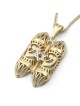 Collier pendentif mezouza bicolore en or 14 carats avec étoile de David
