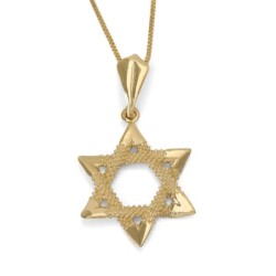 תליון מגן דוד מנוקד לנשים מזהב 14 קראט