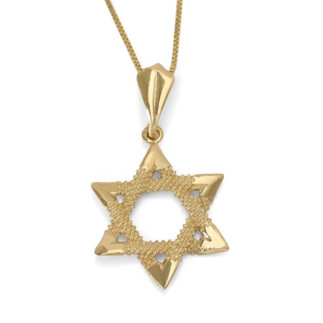 תליון מגן דוד מנוקד לנשים מזהב 14 קראט