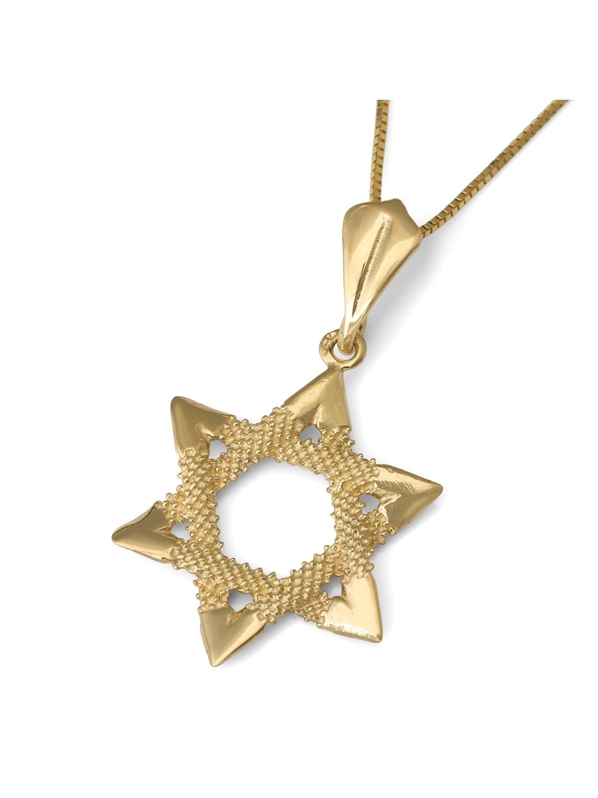Pendentif étoile de David à pois pour femme en or 14 carats