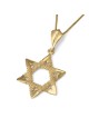 Pendentif étoile de David à pois pour femme en or 14 carats