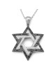 Pendentif double étoile de David en or blanc 14 carats doublé de noir et blanc