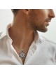 14K White Gold Double Star of David Pendant Lined with Black and White