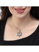 Pendentif double étoile de David en or blanc 14 carats doublé de noir et blanc