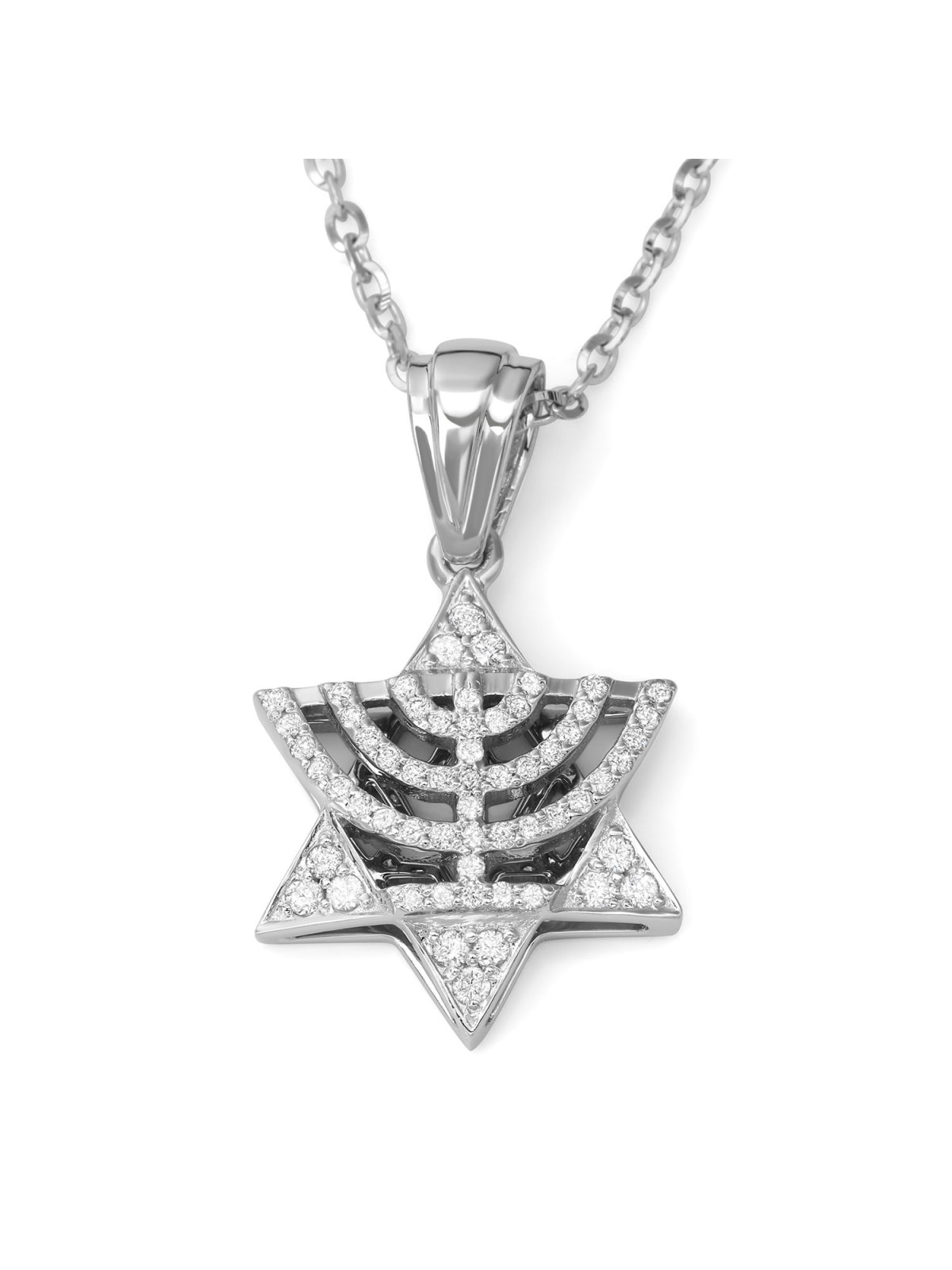 חנוכיית נשים זהב 14K ותליון מגן דוד עם יהלומים - קול