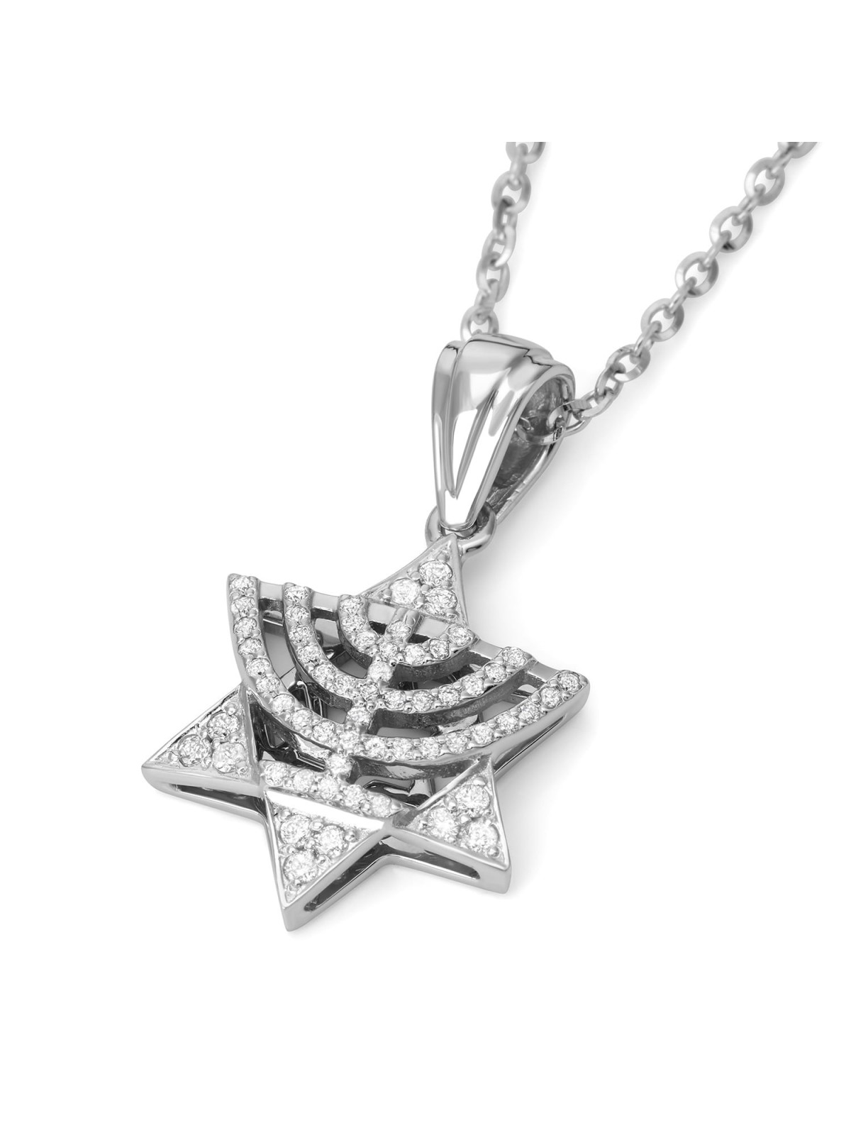 חנוכיית נשים זהב 14K ותליון מגן דוד עם יהלומים - קול