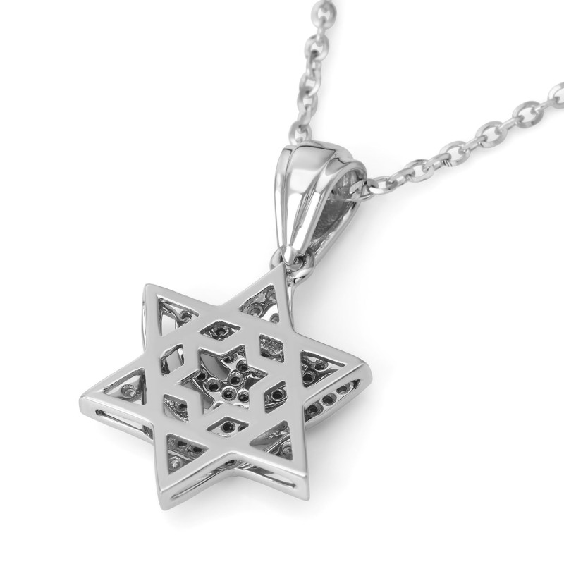 14K Gold Women's Menorah and Star of David Pendant with Diamonds - Col